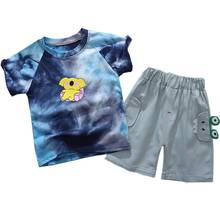 Roupas de crianças infantis, fantasia de camiseta com estampa de amarração e calça infantil, vestuário de verão para meninos de 0-4 anos 2024 - compre barato