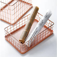 Rose Gold Metal Storage Basket Nordic Bath Towel Cosmetics Organizer Baskets Stackable Sundries Finishing Frame Chic Iron Basket 2024 - buy cheap