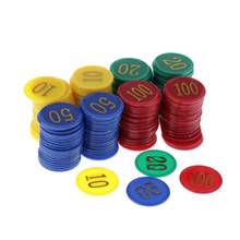 160 unidades/pacote plástico poker chips contadores com valores números sobre eles, amarelo/10, verde/20, azul/50, vermelho/100 2024 - compre barato