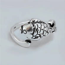 Lançamento anéis retro peixe 925 prata esterlina personalidade da sorte animal tailandês anéis abertos requintados r703 2024 - compre barato
