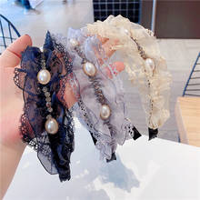 Fashion Lace Big pearls Hair Hoop Headband Hairband for Women Girls Shining Hair Band Hair Accessories 2018 New 2024 - buy cheap