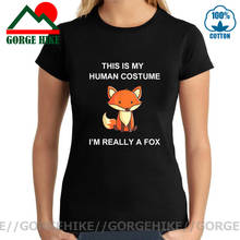 Camiseta con estampado de "I am Really a fox" para mujer, 100% algodón, suave, manga corta, bonita 2024 - compra barato