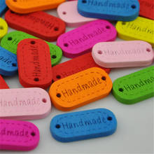Wholesale 50pcs Mixed Wooden Buttons Handmade Letter Carved Fit Sewing and Scrapbooking Crafts 24x12mm WB135 2024 - buy cheap