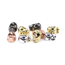 4pcs/lot Gold Skull Head Copper Beads Charm Men Bracelet Accessories Metal Spacer Loose Beads For Jewelry Making Bracelets DIY 2024 - buy cheap