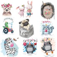 Animal Stickers For Clothes Anime Patch Iron On Transfers For Clothing Raccoon Hedgehog Patch Heat Transfer Applique On Clothes 2024 - buy cheap