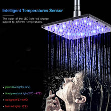 Chuveiro cascata de chuva com led, cabeça quadrada de 8/10/12 polegadas, rgb/múltiplas cores, automático, mudança de cor, chuveiro, acessórios de banheiro 2024 - compre barato