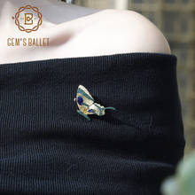 GEM'S BALLET-broche de zafiro azul Natural de 1,8 CT para mujer, colgante dorado de mariposa hecho a mano de plata de ley 925, joyería fina 2024 - compra barato