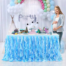Falda de mesa de tul de sauce rizado azul colorido, falda de mesa de pastel con volantes para boda, Baby Shower, evento, decoración de fiesta 2024 - compra barato