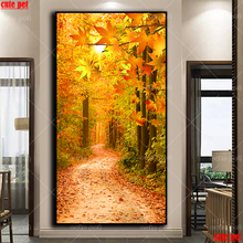 Pintura de diamantes con paisaje de otoño dorado, bricolaje, hecha a mano, 5D, mosaico de punto de cruz, decoración artística para el hogar, bordado grande 2024 - compra barato