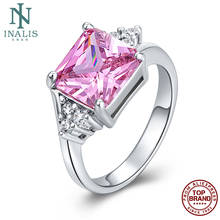 INALIS Romantic Rings For Women Inlay Pink Square Zircon Princess Ring Valentine Day Fashion Jewelry Give Girlfriend Surprise 2024 - buy cheap