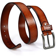 Hi-Tie-cinturón informal de cuero para hombre, hecho a mano diseño Vintage, hebilla de Pin, cinturones de cuero genuino, faja 2024 - compra barato