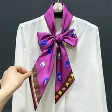 Весна 2020, шелковый шарф, брендовый принт, длинный обтягивающий шарф, женский модный шейный платок, летние шелковые шарфы для женщин 2024 - купить недорого