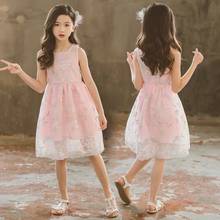 2022 teens Girls Dresses Summer Teen Princess Plaid mesh lace Kids Dresses Sleeveless Vestidos Girls Clothes 6 8 9 10 12 14 Year 2024 - buy cheap