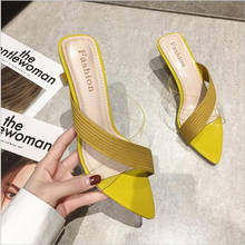 2021 Summer Women Yellow Green Beige Pumps Sandals For Ladies Sexy Mules High Heels Slip-on Slippers Slides Shoes Solid 2024 - buy cheap