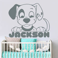 Cartoon Pet Dog Wall Decal Custom Kids Name Bedroom Nursery Baby Room Home Decor Personalised Door Window Vinyl Stickers E072 2024 - buy cheap