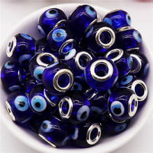 Miçangas redondas soltas para os olhos, miçangas europeias com buraco grande, encaixe para pulseira de colar pandora, acessórios para fabricação de joias com 10 peças 2024 - compre barato