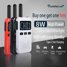Mini walkie-talkie ultrafino 8w, 2 pçs, alta potência, portátil, rádio bidirecional, uhf, 400-470mhz, amater, cb, estação de rádio, 10km 2024 - compre barato