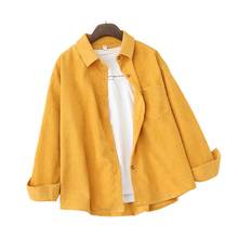 Women Spring Autumn Loose Lapel Solid Color Long Sleeve Corduroy Shirt Coat Casual Loose Blouses Lady Top Women's Corduroy Shirt 2024 - buy cheap