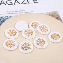 DIY Jewelry Accessories Material White Resin Gold Snowflake Round Jewelry Pendant Charms Fashion Earring Pendants 30pcs 25mm 2024 - buy cheap