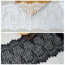 Cílios laço guarnição flor preto e branco tecido de renda artesanal diy acessórios de roupas 34cm de largura 2024 - compre barato