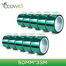 Ecowell-Cinta de plástico Pet resistente al calor, cinta de alta temperatura para placas de soldadura PCB, protección de aislamiento PET, color verde, 50mm x 33m, 10PK 2024 - compra barato