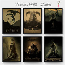 New Old scroll V Skyrim classic game kraft paper poster wall sticker bar cafe living room dining decoration wall sticker 2024 - buy cheap