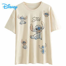 Disney T Shirt Cute Stitch Print Cartoon T Shirt Women Vintage Harajuku Tshirt Female Summer Casual Tee Tops O Neck Short Sleeve 2024 - buy cheap