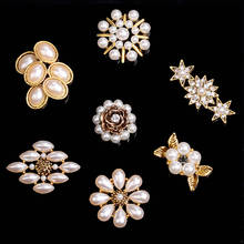 5 piezas de placa de flor de perla de diamante de imitación, botón de joyería, bufanda para accesorios para el cabello, botones de abrigo de ropa decorativos de costura 2024 - compra barato