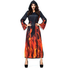 Fantasia feminina do diabo com chamas, fantasia para halloween e festas adultos cosplay de bruxa 2024 - compre barato