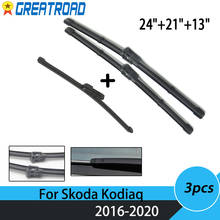 Conjunto de limpador de para-brisa dianteiro e traseiro lhd, palhetas para skoda kodiaq 2016 2017 2018 2019 2020, 24 ", 21" 13" 2024 - compre barato