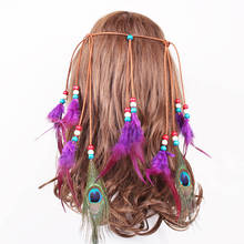 Q-accesorios para el cabello para mujer, diadema de plumas de estilo indio, tocado para niña, banda para el pelo de plumas, joyería para la cabeza 2024 - compra barato