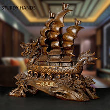 Retro Sailing Chinese Style Resin Statue Home Decor Study Porch Ornament Living Room Decorations Opening Birthday Present Crafts 2024 - buy cheap