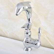 Polished Chrome Dolphin Shape Bathroom Basin Faucet Bath Faucets Vanity Vessel Sinks Mixer Tap Cold And Hot Water Tap Nsf853 2024 - buy cheap
