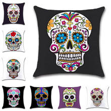 Skull Day of the Dead printed white Cushion Cover decorative Home sofa chair car seat friend bedroom children gift pillowcase 2024 - buy cheap