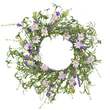 Grinaldas de flores de porta, ornamento redondo para casa, lavanda, primavera artificial e verão 2024 - compre barato