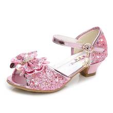 Вечерние туфли принцессы для девочек; Детские сандалии; Разноцветные туфли на высоком каблуке с блестками; Сандалии для девочек; Летняя детская обувь с открытым носком 2024 - купить недорого