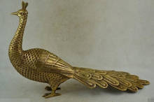 Estatua china de cobre tallado A mano, pavo real, Noble, decoración, salidas de fábrica de bronce 2024 - compra barato