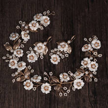 Floralbride-Diadema hecha a mano con perlas de imitación, flor de aleación, diadema nupcial, diadema de boda, accesorios para el cabello, joyería para damas de honor para mujer 2024 - compra barato