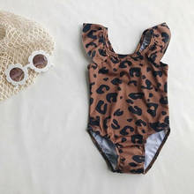 Maiô de verão para meninas, bebês, estampa de leopardo, traje de banho, roupa para nadar, vestuário de praia, uma peça 2024 - compre barato