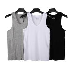 2020 Sporty Men Solid Color Low-Cut Neck Sleeveless Cotton Vest Breathable Tank Top Men Clothing T-Shirt Men's Vest 2024 - buy cheap