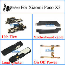 For Xiaomi Poco X3 Usb Flex Motherboard cable Microphone Flex Loud speaker On Off Power Volume cable Flex Cable M2007J20CG 2024 - buy cheap
