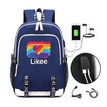 "LIKEE 1 (Like Video)" Backpack USB Charging Bags Men Anti-theft Likee App Russia Heart Cat Bag School Bags for Teenage Girls 2024 - buy cheap