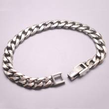Pulseira 925 prata esterlina 7.87, bracelete com corrente de meio-fio de 8mm l 2024 - compre barato