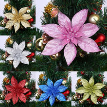 1Pcs 15cm Glitter Artificial Flowers For Christmas Tree Decoration DIY Christmas Ornaments Home Wedding Xmas Party Decoration 2024 - buy cheap