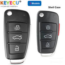 KEYECU Flip Folding Remote Car Key Shell Case for Audi A2 A3 A4 A6 A6L A8 Q7 TT Q5 Q7 R8 S3 S4 S5 S6 S8, Fob 3/ 3+1/ 4 Buttons 2024 - buy cheap