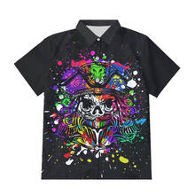 IFPD EU/US Size Men Pirate Captain Summer Colorful Skull Print Short Sleeve Button Shirts 3D Print Plus Size Casual Shirts 2024 - buy cheap