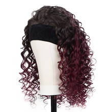 Trueme Deep Wave Headband Wig Brazilian Human Hair Wigs For Women Ombre Brown Burgundy Deep Curly Hair Scarf Wig Free Headband 2024 - buy cheap