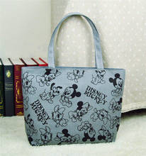 Bolsa de mão do mickey mouse da disney, bolsa de alta capacidade de lona com desenhos animados, sacola de compras, bolsa de fraldas para mães 2024 - compre barato