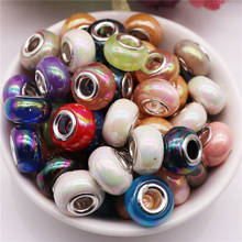 10 peças cores sortidas orifício grande redondo miçangas europeias pulseira pandora bracelete para diy jóias para mulheres meninas 2024 - compre barato
