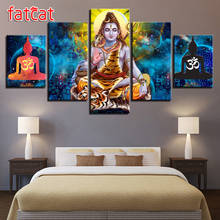 FATCAT 5D Diy алмазная живопись индуистский Бог, Властелин Шива картины 5 шт. полная квадратная круглая Алмазная вышивка распродажа декора AE885 2024 - купить недорого